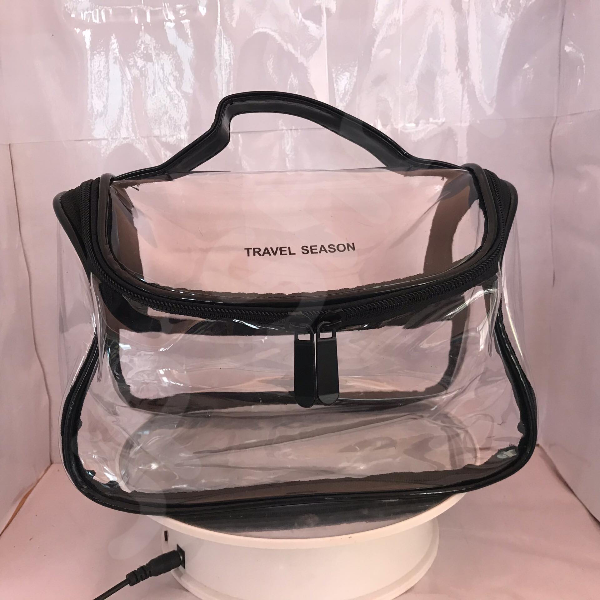 กระเป๋าใส่เครื่องสำอาง รุ่นพกพา สีดำ โปร่งใส ราคา/1 ใบ #00118