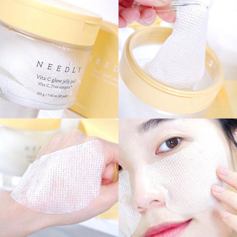 Needly Vita C Glow Jelly Pad (จำนวน 60 แผ่น) แผ่นเช็ดเนื้อเจลลี่ พร้อมมอบวิตามินซี