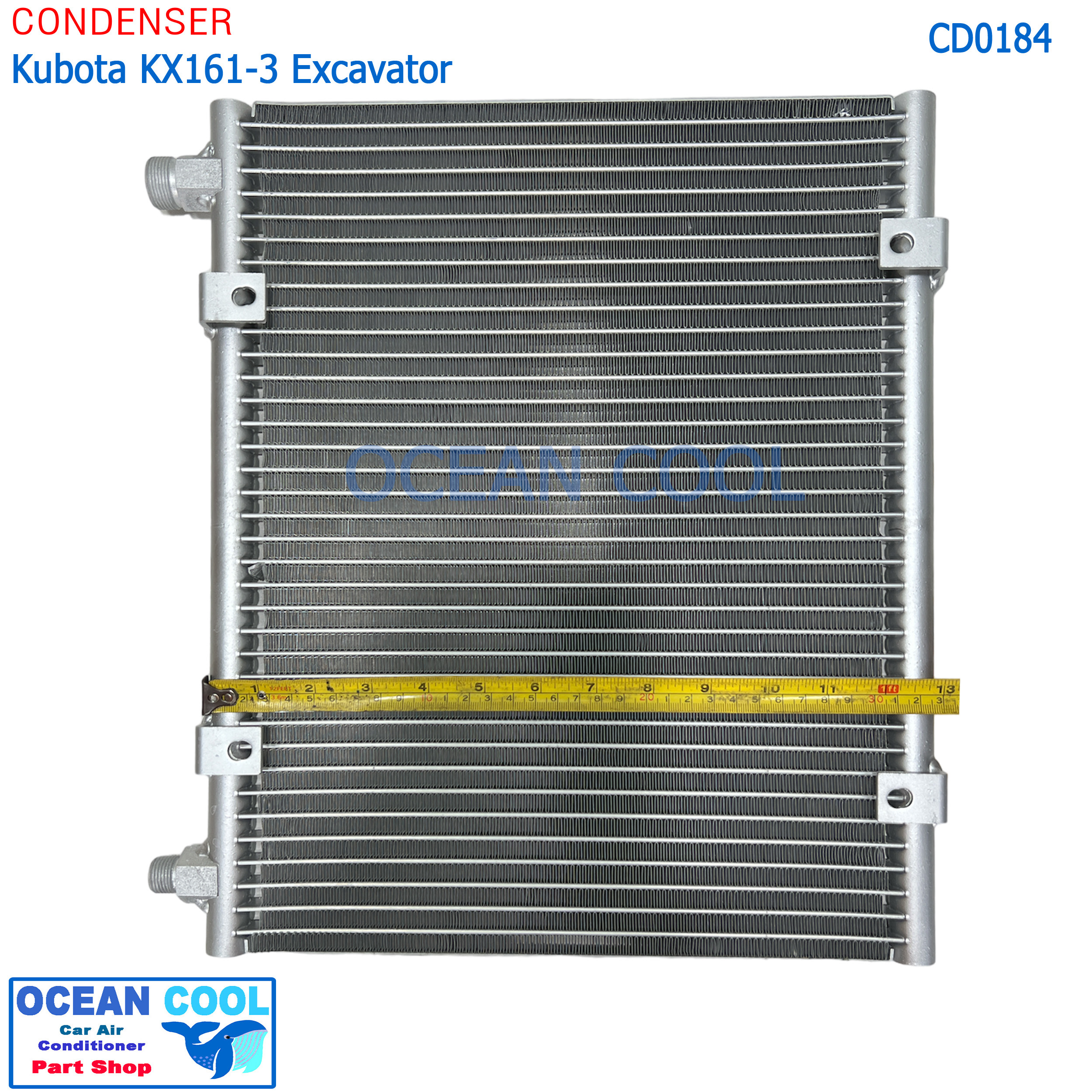 แผงแอร์ คูโบต้า KX161-3 ขนาด 5 ตัน CD0184 รุ่นหัวขันฝั่งเดียวกัน ไดเออร์แยก Condenser Kubota คอยล์ร้อน รังผึ้งแอร์ แผงรังผึ้ง แผงคอยล์ร้อน หัวขันข้าง