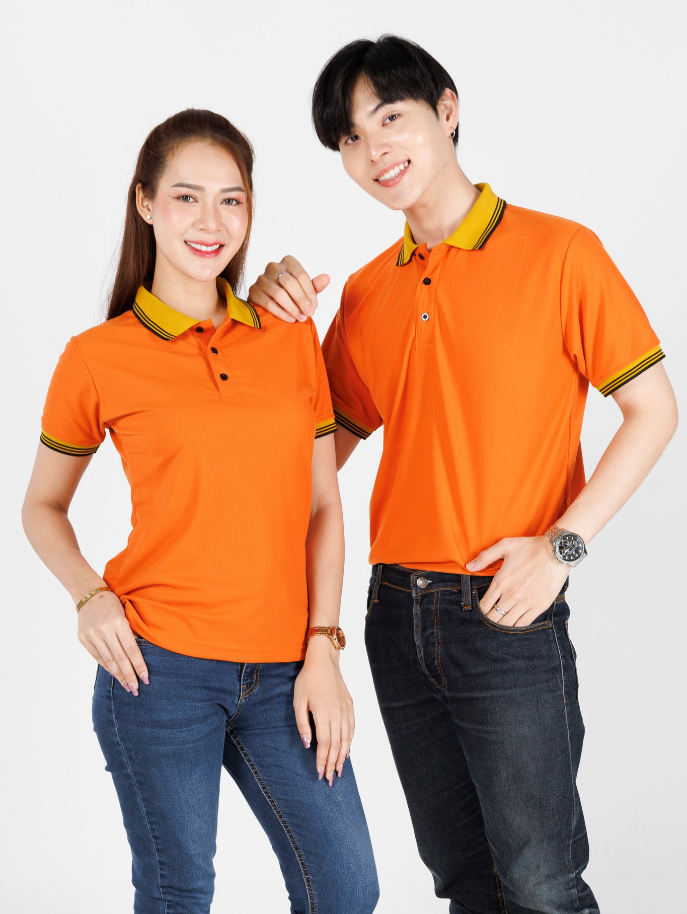 HBP POLO เสื้อโปโล เสื้อคอปก ยูนิฟอร์ม สีส้มปกเหลืองทอง