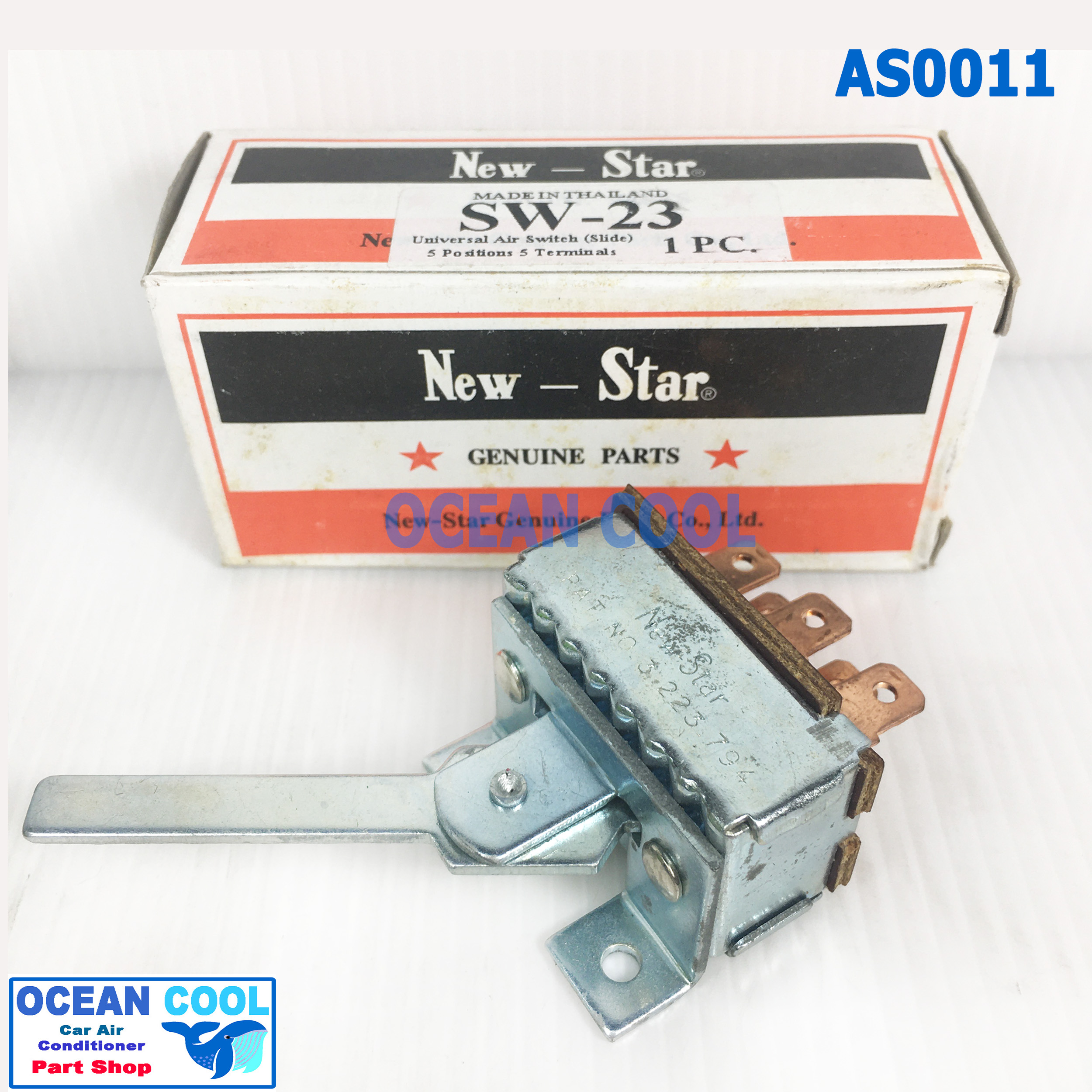 สวิตซพัดลม 5 ขา แบบโยก AS0011 ตัวเหลี่ยม 4 สปีด สวิท พัดลมแอร์ สวิต สวิตซ์