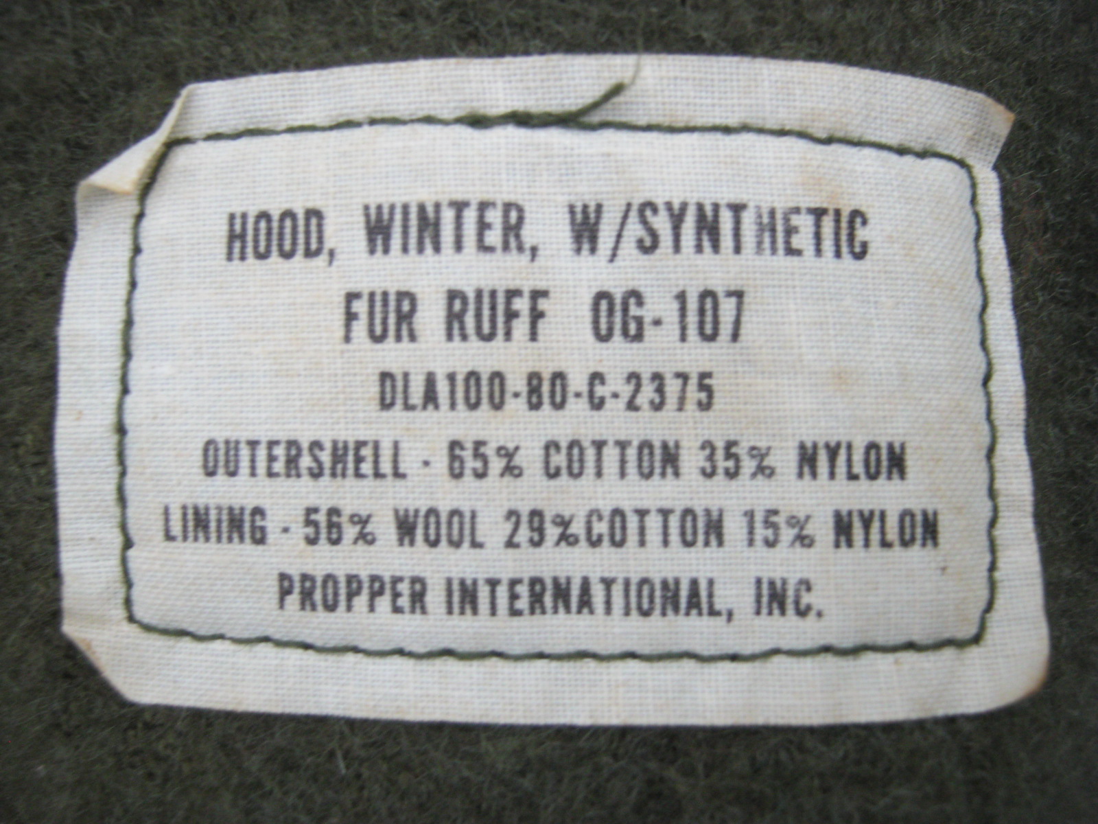 OG-107 Extreme Cold Weather Hood with Synthetic Fur Ruff M-51 Fishtail M-65 Parka.