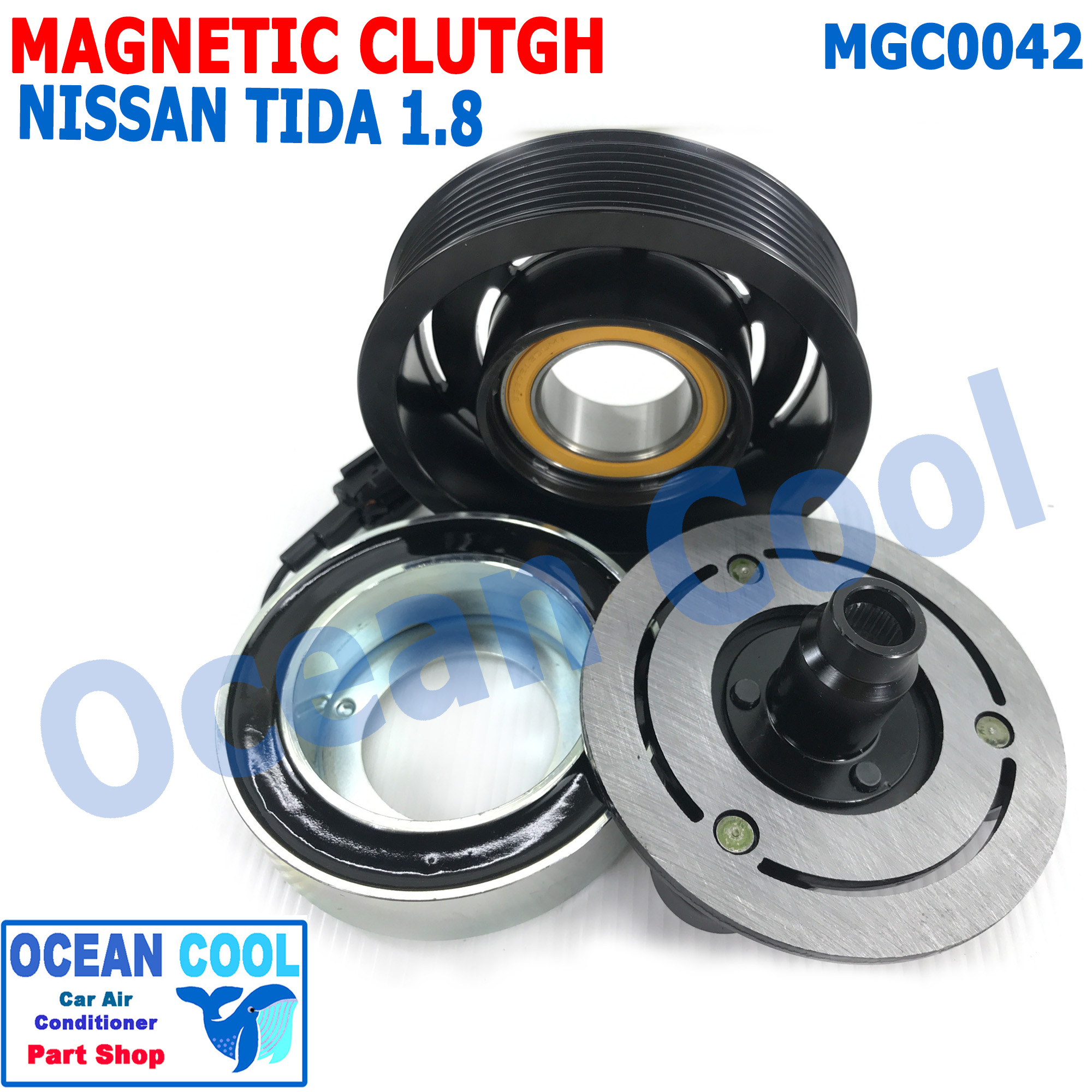 คลัชคอมแอร์ นิสสันทีด้า เครื่อง 1.8 ลูกปืนมู่เล่คลัชต์ NSK แท้ MGC0042 Magnatic Clutch Assembly Set for NISSAN TIDA 1.8 ชุดหน้าคลัชคอมแอร์ อะไหล่ แอร์ รถยนต์