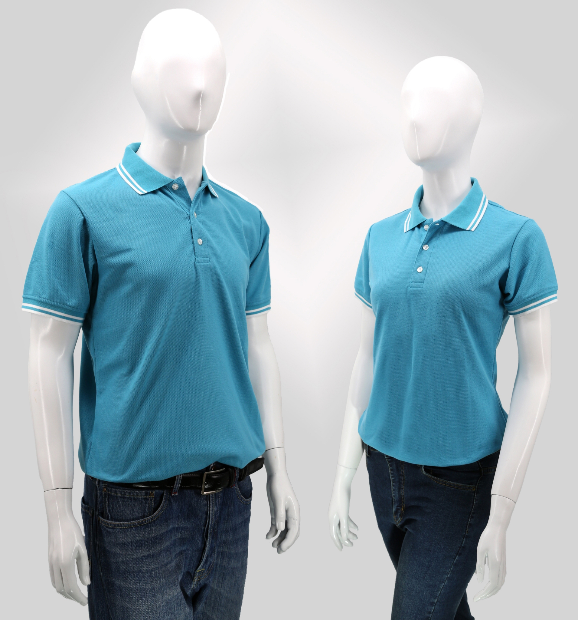 HBP POLO เสื้อโปโล เสื้อคอปก สีเขียวมิ้นขลิบขาว มีทั่งทรงชาย-หญิง