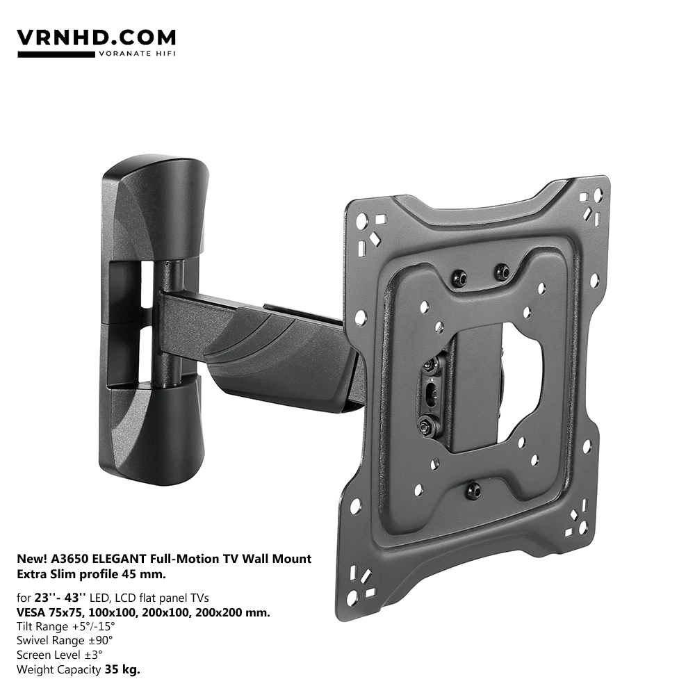 New! A3650 ขาแขวนทีวี ขนาด 23"- 43" ELEGANT Full-Motion TV Wall Mount Slim profile 45 mm., Max VESA 200x200 mm., Weight Capacity 35 Kg.