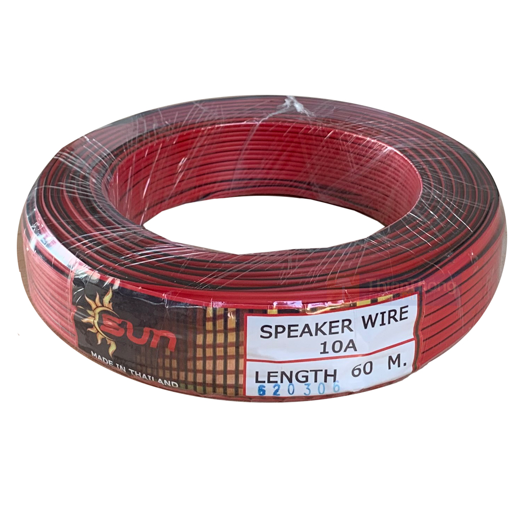 สายไฟ ดำ-แดง 22 AWG (ขนาด 2x0.3sqmm.) SUN ตัดแบ่งขายเป็นเมตร (ราคา บาท/เมตร)