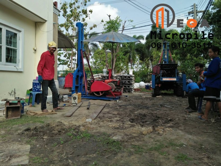 เสาเข็มไมโครไพล์ i22 (Micropile) หน้างานหมู่บ้านชวนชื่น