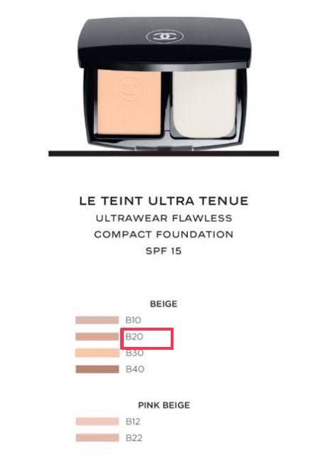 Chanel Le Teint Ultra Tenue Compact Foundation SPF15 13g.– สี B20 แป้งผสมรองพื้น
