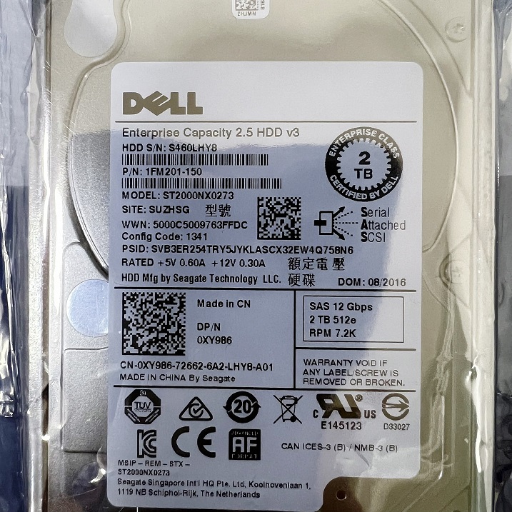 Dell 0XY986 XY986 [TorCompTH Thailand ขาย จำหน่าย ราคา] Dell 2TB 7.2K SAS 512e 2.5in HS HDD for R730