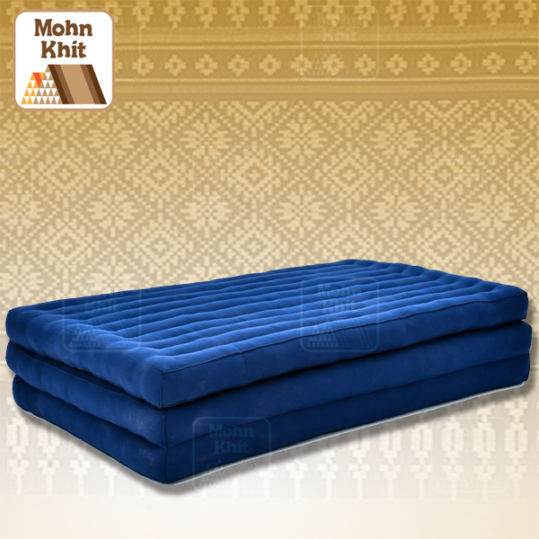 ที่นอนขิด 3 พับสีน้ำเงิน ขนาด 110x180x7Cm //Large 3 part mattresses Cotton, kapok