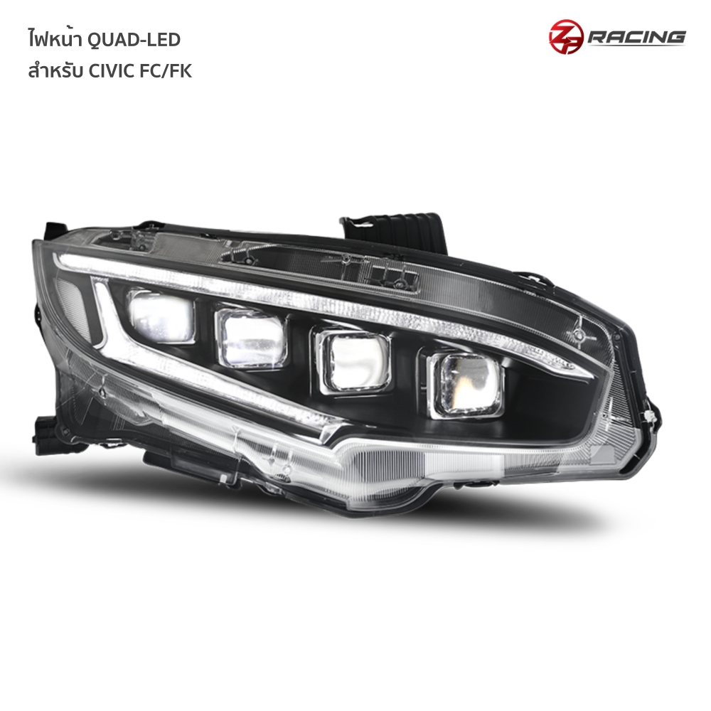 ไฟหน้า โคมไฟหน้า Honda CIVIC FC FK รุ่น QUAD-LED ปลั๊กตรงรุ่น สเปครถไทย รับประกัน 1 ปี