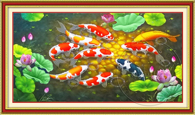 ปลามงคล อายุยืนยาว Nine fish (พิมพ์ลาย)