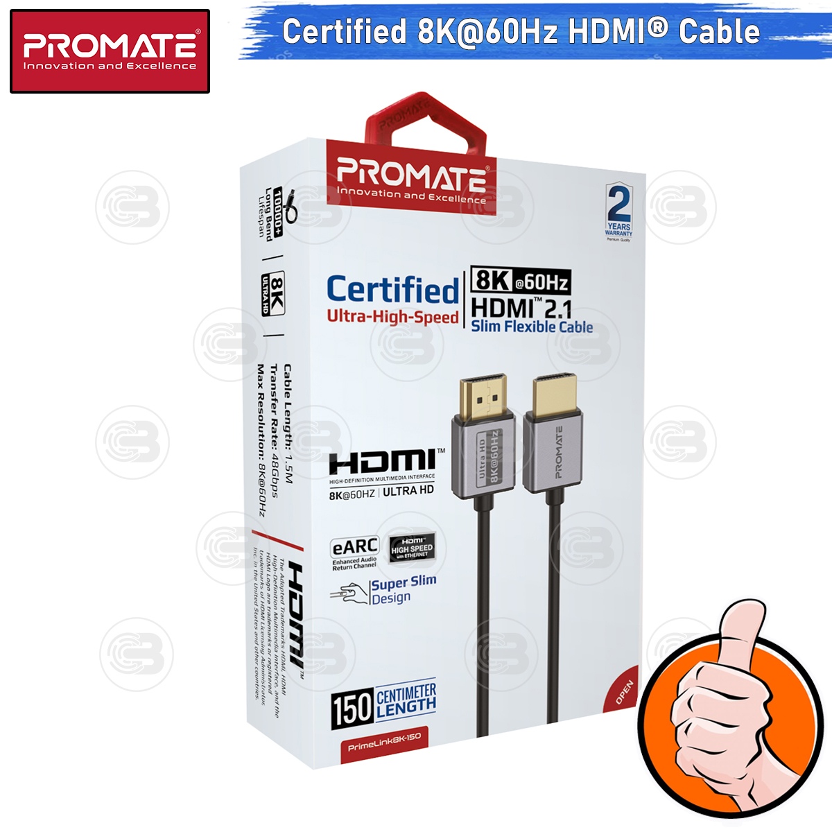 [CoolBlasterThai] PROMATE HDMI To HDMI 8K@60Hz 1.5M (PRIMELINK8K-150) (2Y Warranty)