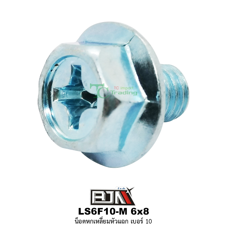 LS6F10-M 6x8 น็อตหกเหลี่ยมหัวแฉกเบอร์ 10 ( 1 ถุงมี 50 ตัว )