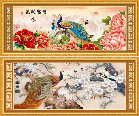 Peacock,peony,plum (พิมพ์ลาย)