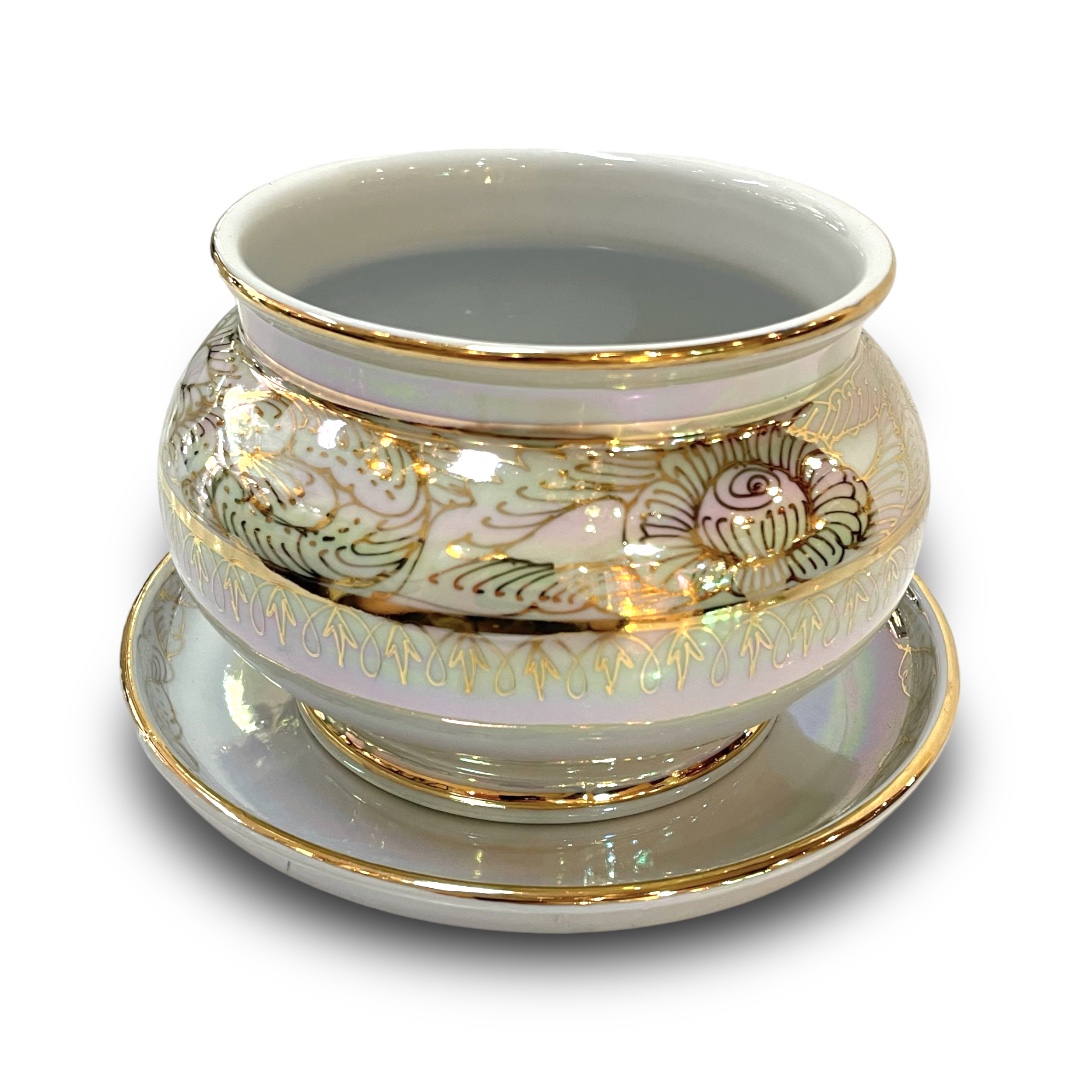 ชุดเบญจรงค์ สีขาวมุก ขนาด 10 นิ้ว