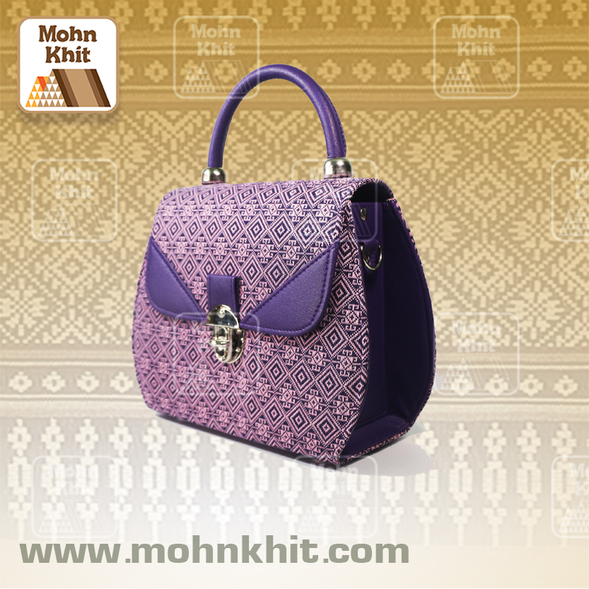 กระเป๋าผ้าทอลายตะขอ กระเป๋าถือ กระเป๋าหิ้ว 11x27x16 Cm//Khit Bag, Tote Bag, Tote Bag