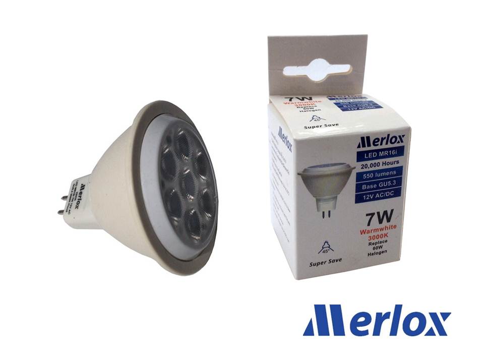 หลอด MR16 LED 12V 7W 3000K GU5.3 MERLOX