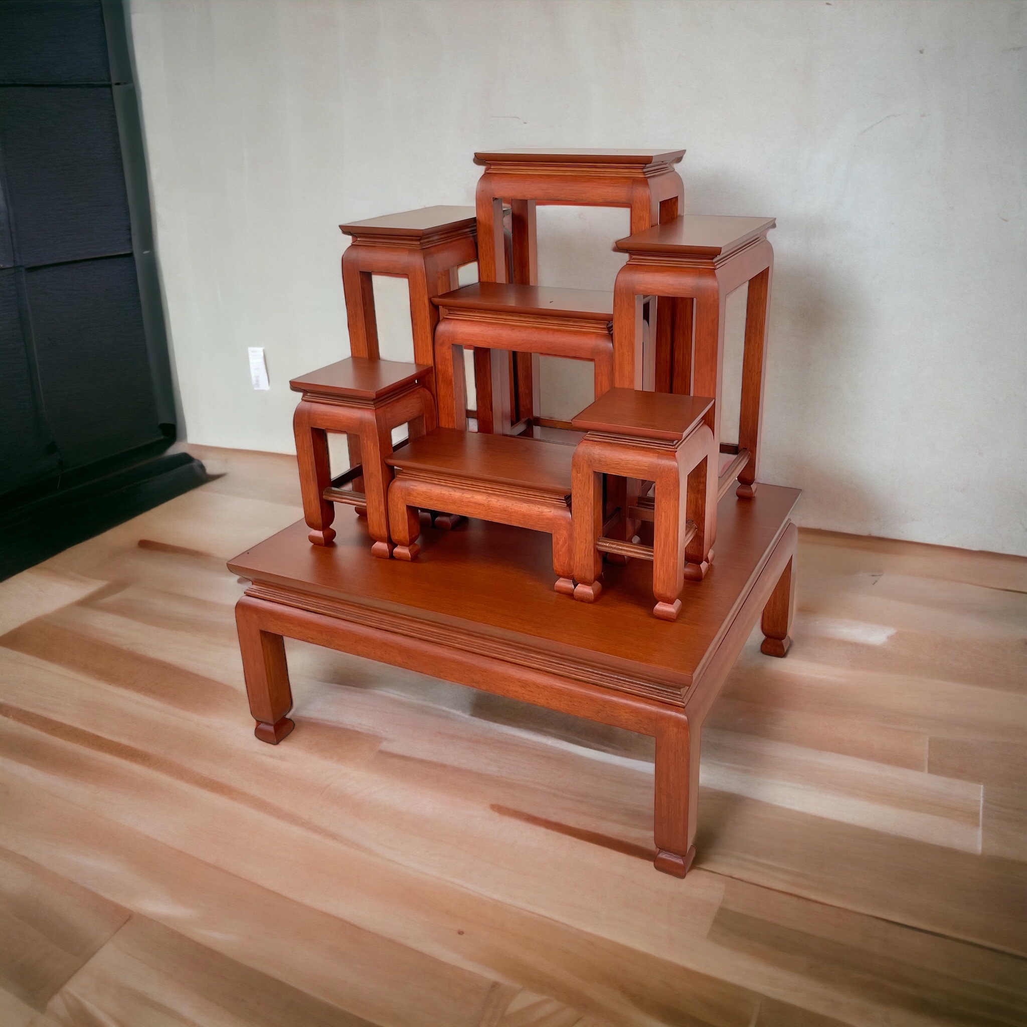 โต๊ะหมู่ 7 หน้า 6 ด้านสัก ขาตุ่ม