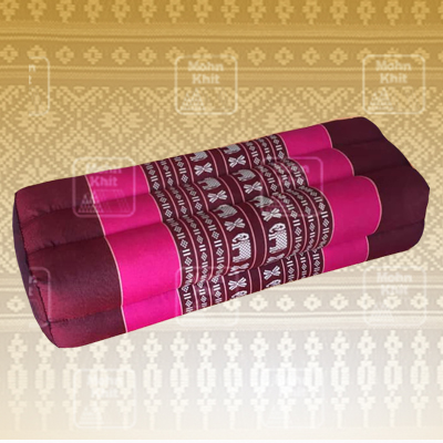 หมอนหนุนขนาดยาวกลาง 17x52x12 Cm,Thai Cotton Long Bolster Pillow Cushion Headrest Meditation.