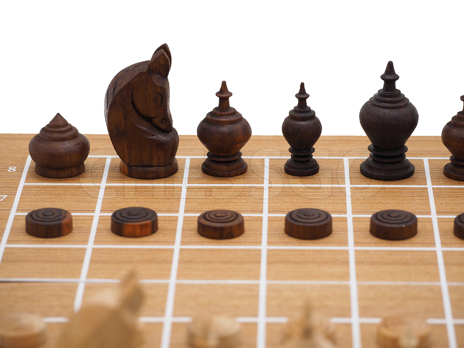 ชุดหมากรุกไทย(กระดานไม้พับ+ตัวไม้รุ่นปกติ)