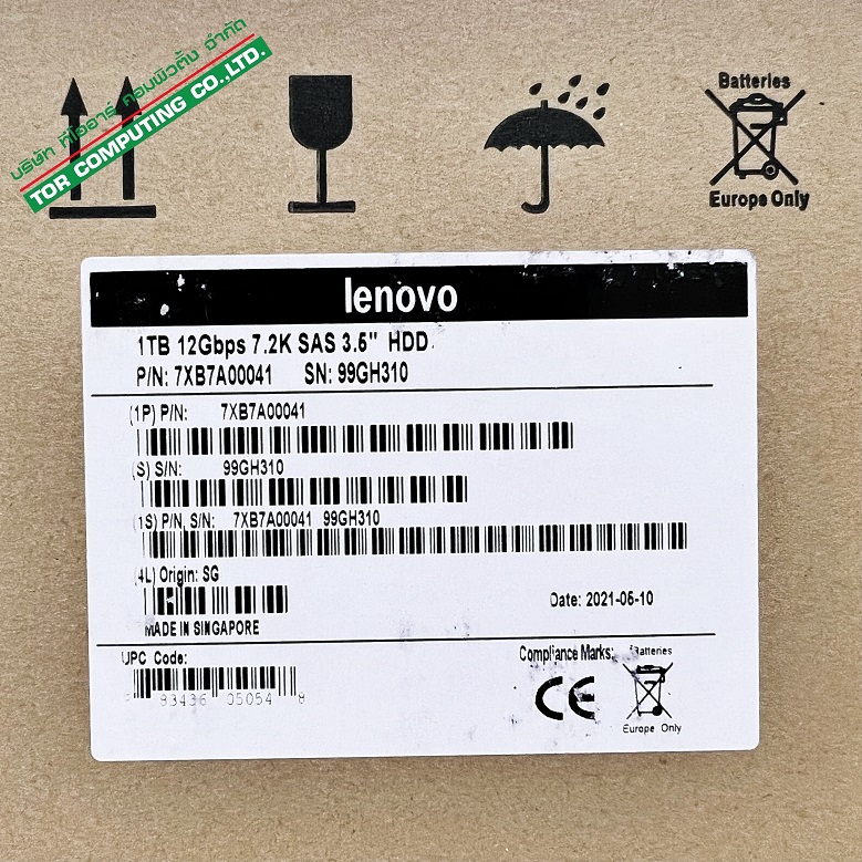 LENOVO 7XB7A00041 00YK030 [TorCompTH Thailand ขาย จำหน่าย ราคา] LENOVO ThinkSystem 1TB 7.2K 12Gb SAS 3.5in 512n Hot Swap HDD