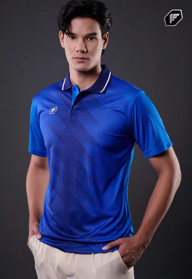 PEGAN POLO SPORT 16-24072 เสื้อโปโล เสื้อคอปก สปอร์ตพิมพ์ลาย สีน้ำเงิน