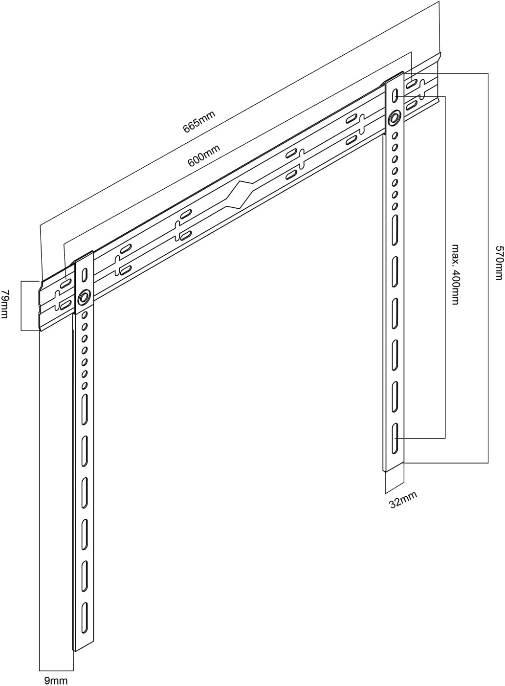 Zeno HF60 ขาแขวนทีวี 40"-80" แบบ Ultra-Slim Fixed TV Wall Mounts, Max VESA 600x400 mm., Weight Capacity 50 kg.