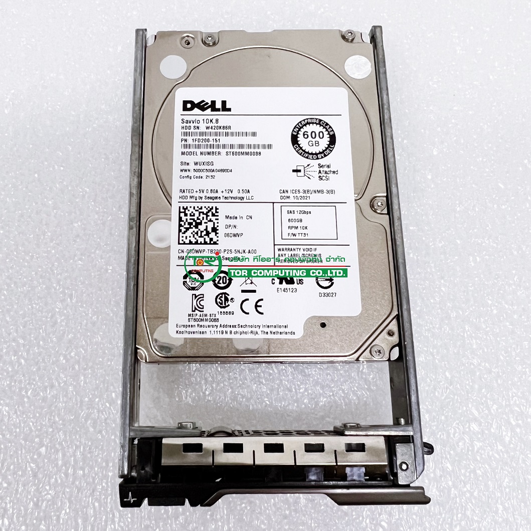 Dell 06DWVP [TorCompTH Thailand ขาย จำหน่าย ราคา] Dell 600GB 10K 12G SAS 2.5in HDD w/Tray for Gen13