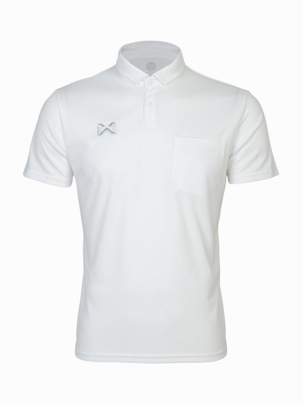 WARRIX (วอริกซ์) WA-221PLACL30 ลิขสิทธิ์แท้ เสื้อโปโล PIQUE PLUS แบบมีกระเป๋า สีขาว