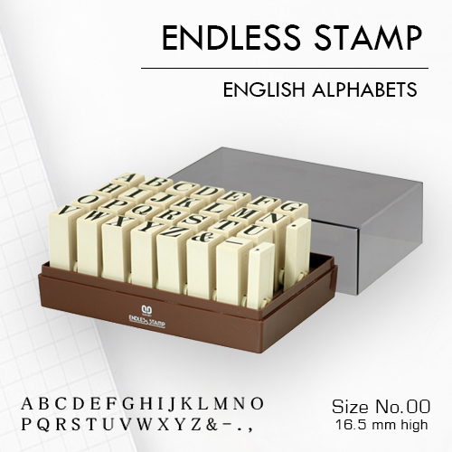 SANBY ตรายางประกอบได้ ชุดอักษรอังกฤษ 30 ตัว #00 (ขนาดอักษร 16.5 มม.) ENDLESS STAMP Size No.00 (EN-EB)
