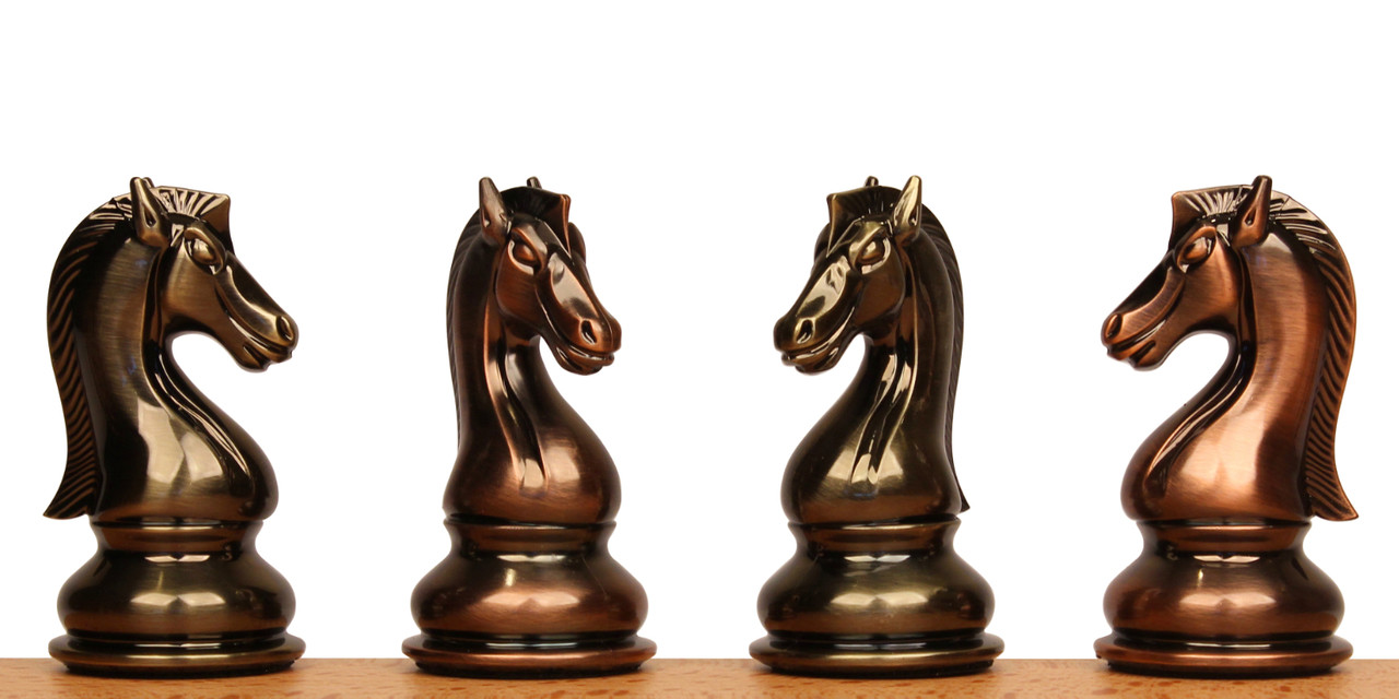 4 1/4" King's Knight Series Resin Chess Set with Copper & Brass Pieces ตัวหมากรุกสากลZinc Alloy สีCopper+Brass