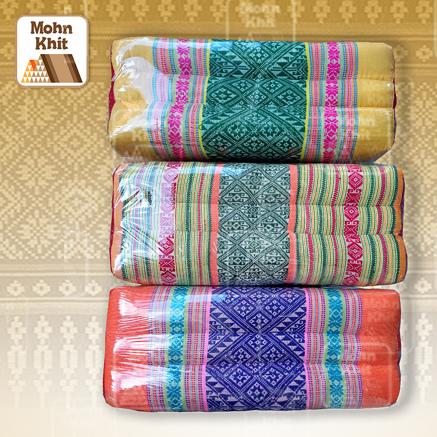 หมอนขิดเก้าลูกโบราณ 3 ลูก ขนาด 38x20 Cm //Ancient Pillow large 9 rows 38x20cm kapok 100%Traditional Floor Cushion.
