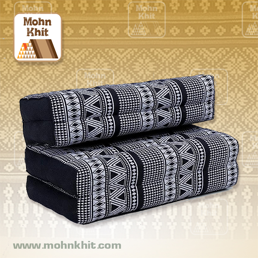 เบาะหมอนขิดลายเขียนเทียน 3 พับ,เบาะนั่งสมาธิพับได้ 54x76x12cm //Foldable Meditation Floor Seat 2 in 1 Set Meditation Pillow.