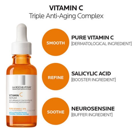 La Roche-Posay Pure Vitamin C10 Serum 30ml. เซรั่มวิตามินซีบริสุทธิ์