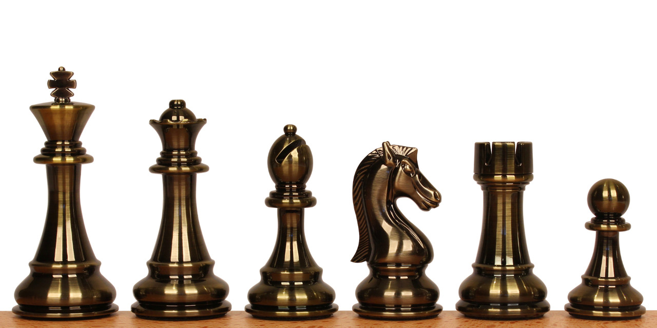 4 1/4" King's Knight Series Resin Chess Set with Copper & Brass Pieces ตัวหมากรุกสากลZinc Alloy สีCopper+Brass