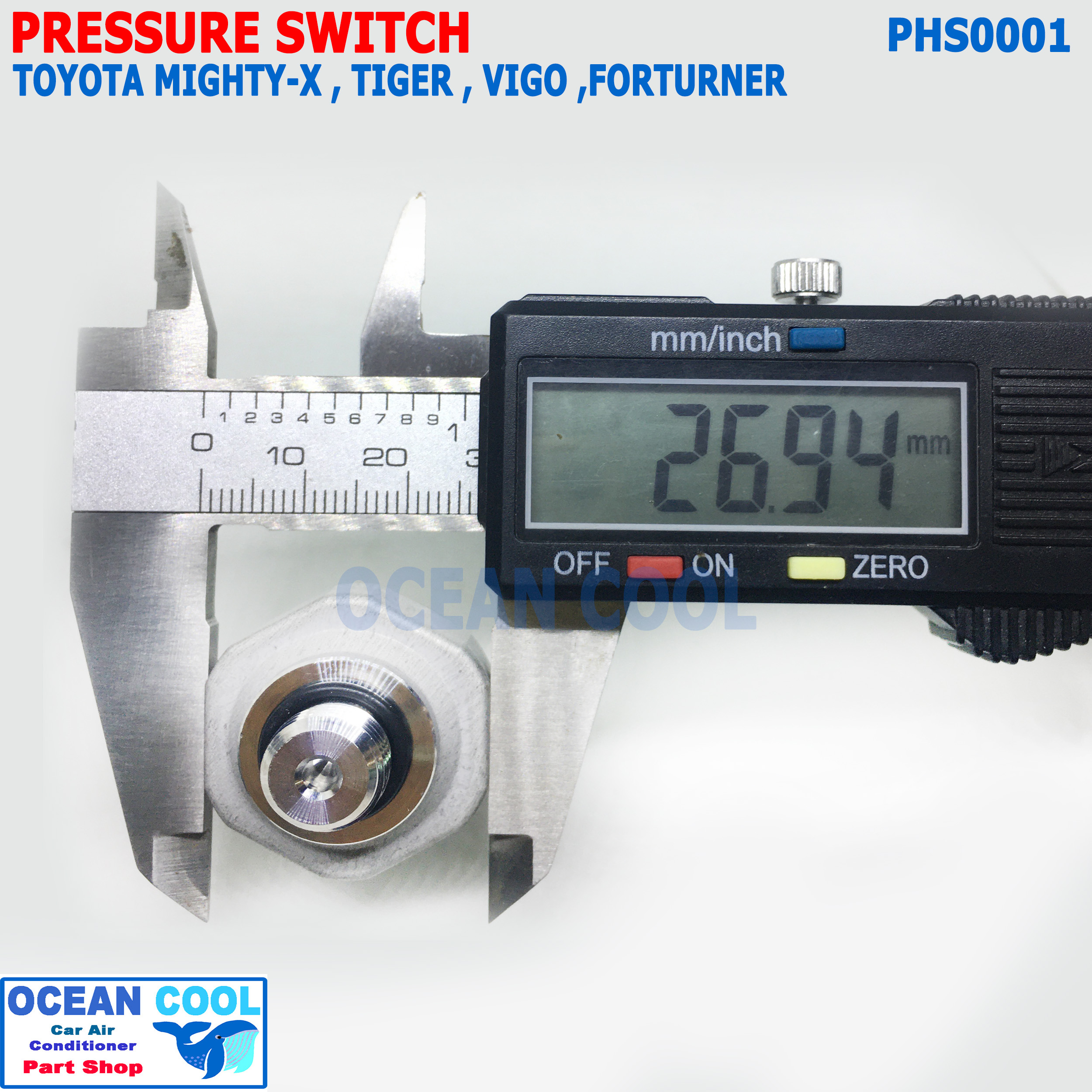 เพรสเชอร์สวิทช์ โตโยต้า ไฮลักซ์ ไมตี้-เอ็กซ์ ,ไทเกอร์ , วีโก้ , ฟอร์จูนเนอร์ PHS0001 Denso แท้ TG443440-00304D AC Pressure Switch Sensor TOYOTA VIGO , FORTURNER , TIGER , MIGHTY-X R134a