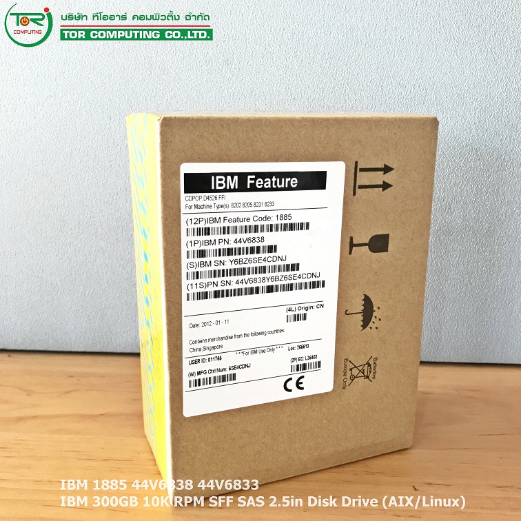 NEW IBM 44V6838, 44V6833, 74Y7433, 74Y7437, 00E6167, FC1885 [TorCompTH ขาย จำหน่าย ราคา] IBM 300GB 10K SAS 2.5in HDD (AIX/Linux) for Power7 8202 8205 8231 8233