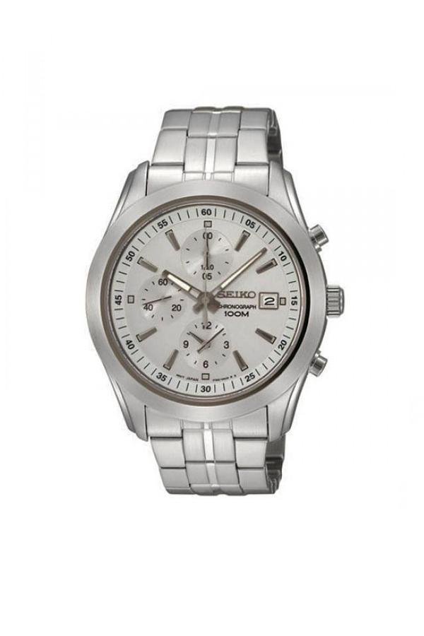 Seiko Men's SNDA85 Chronograph Dial Stainless Steel Watch - White/Silver