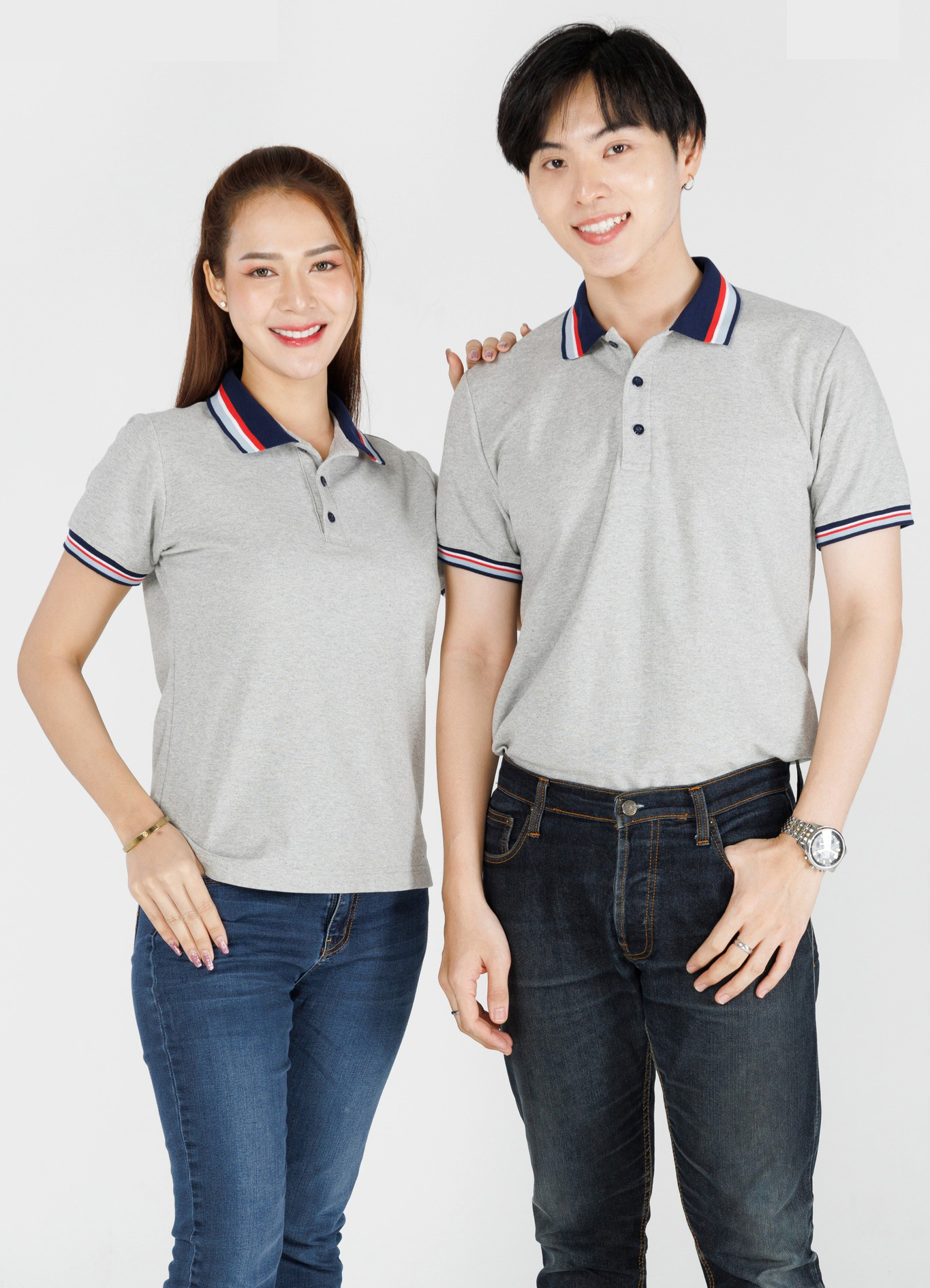 HBP POLO เสื้อโปโล เสื้อคอปก ยูนิฟอร์ม สีเทาทร็อปปกกรมท่าแดง