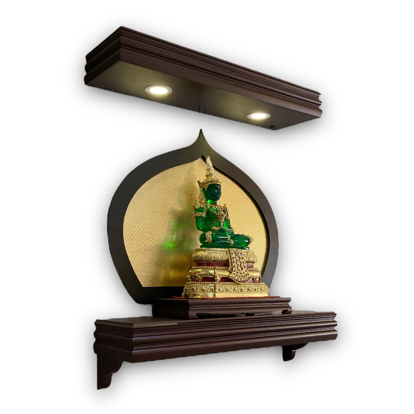 ชุดหิ้งกล่องลายบัว (ประกอบด้วย หิ้งกล่องลายบัว + ฉากโพธิ์ดอกบัว + กล่องไฟลายบัว)