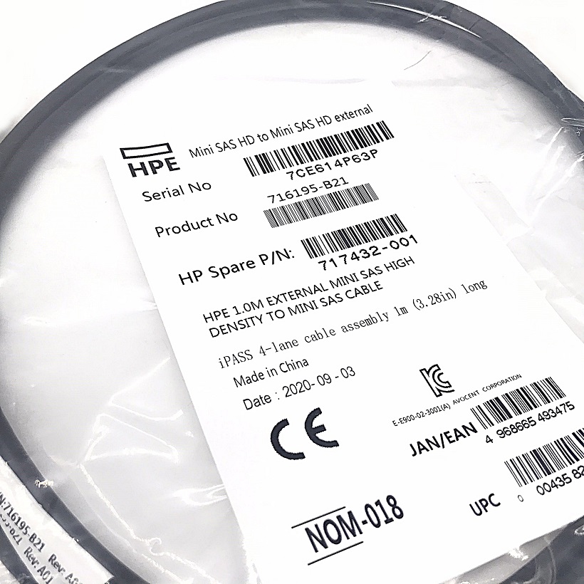 NEW, HP 716195-B21 / 717432-001 [TorCompTH Thailand - ขาย จำหน่าย ราคา] HP 1M External Mini SAS to Mini SAS cable