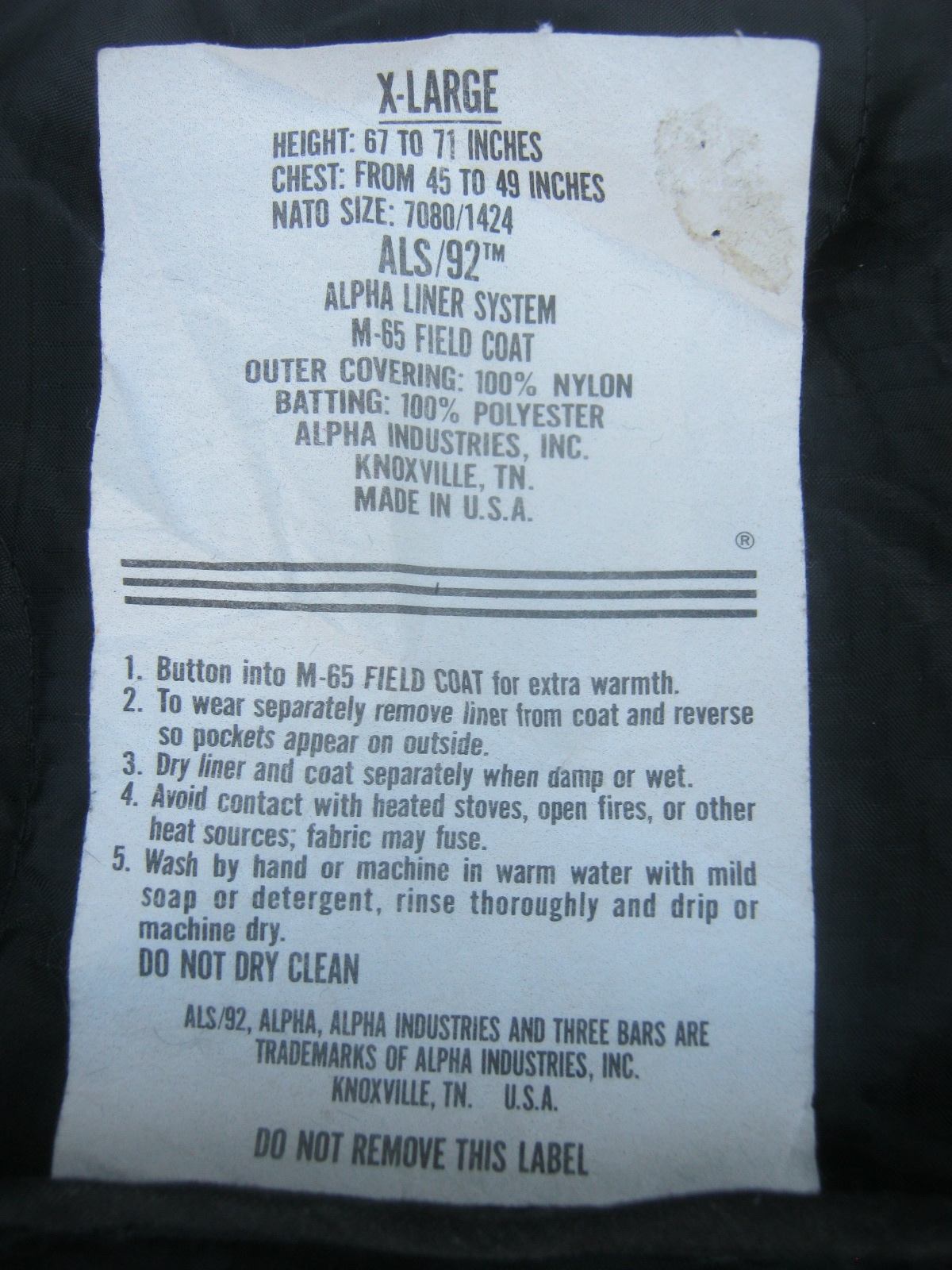 M65 เสื้อซับใน รุ่นใหม่ LAS/92