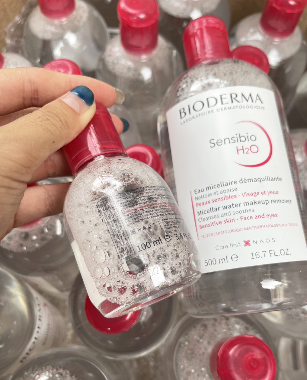 เซต2ชิ้น Bioderma Sensibio H2O 500ml.+100ml. ฝาสีชมพู สูตรนี้เป็นสูตรอ่อนโยนสำหรับผิวแพ้ง่าย