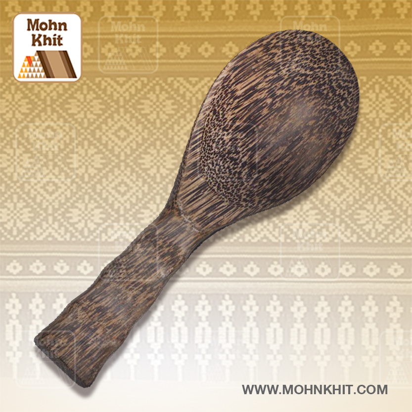 ทัพพีไม้ตาล ด้ามมน