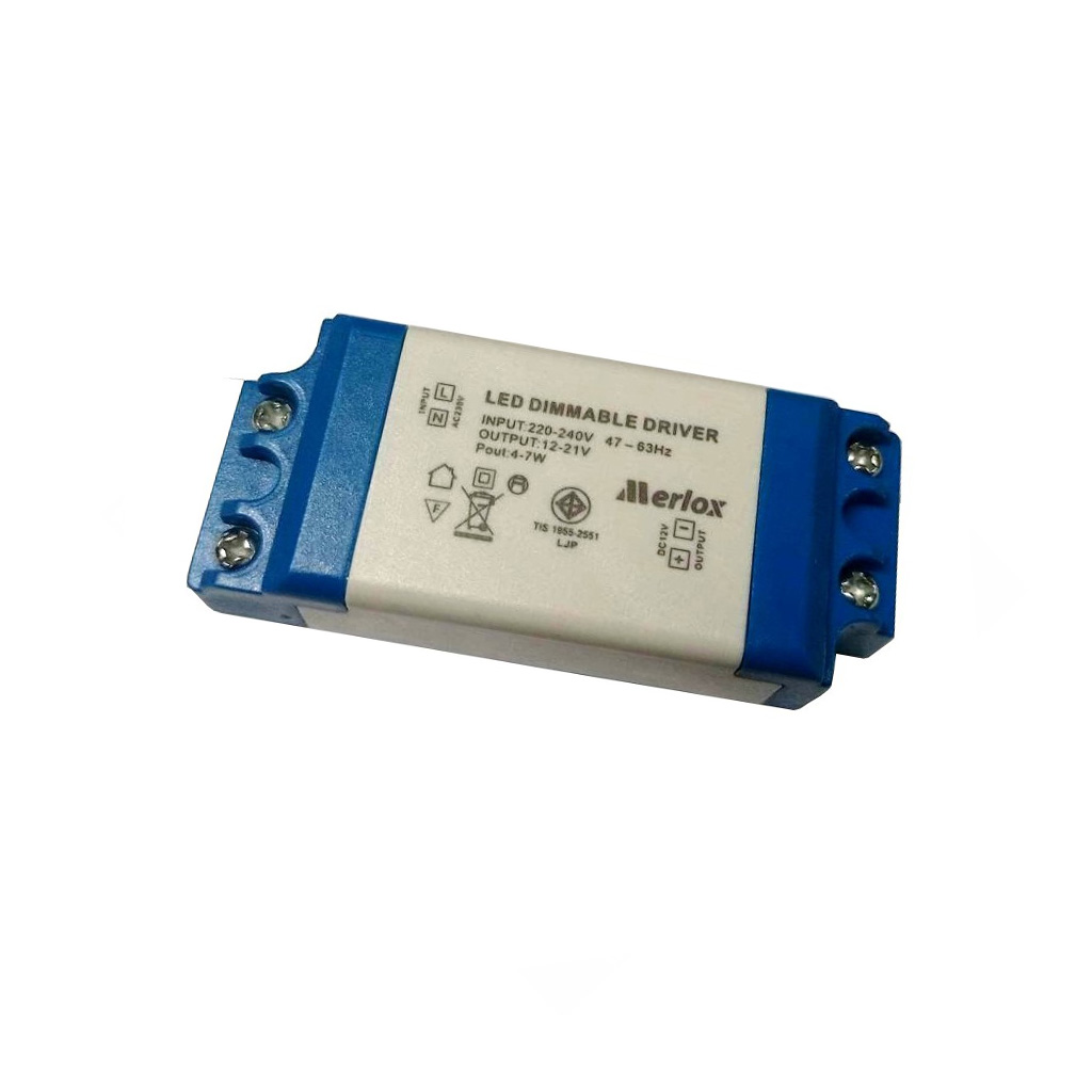 หม้อแปลงหรี่ไฟ LED DRIVER DIMMABLE 4-7W 12-21 Vdc MERLOX