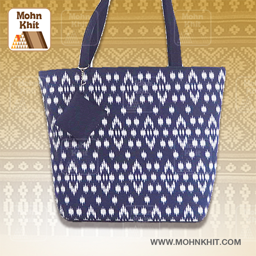 กระเป๋าผ้าลายขอ,กระเป๋าผ้าขิด กระเป๋าสะพายไหล่ กระเป๋าหิ้ว35x32x11Cm//Khit Bag, Tote Bag, Tote Bag 35x32x11 Cm