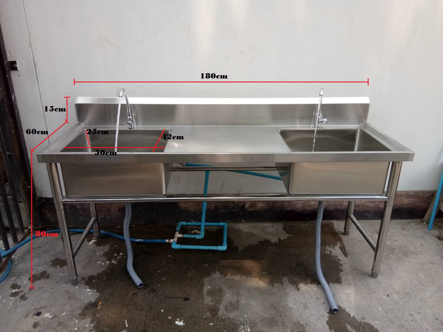 ซิงค์ล้างจานสแตนเลส 2 หลุมมีที่พักจานกลาง รุ่น：WSZD-186080