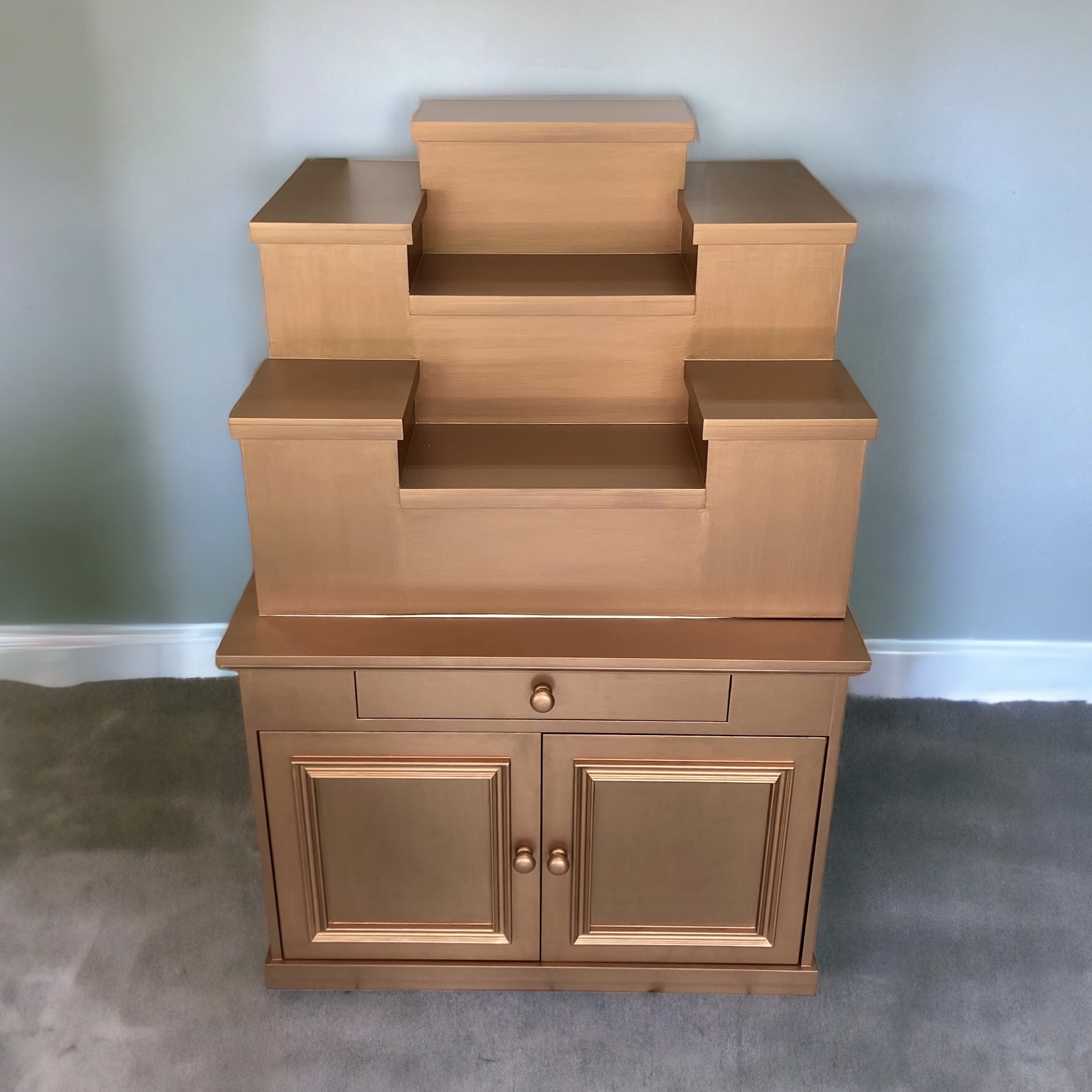 ตู้พระแบบสูง 7x8 ขั้นบันได 7 ขั้น สีพิงค์โกลด์