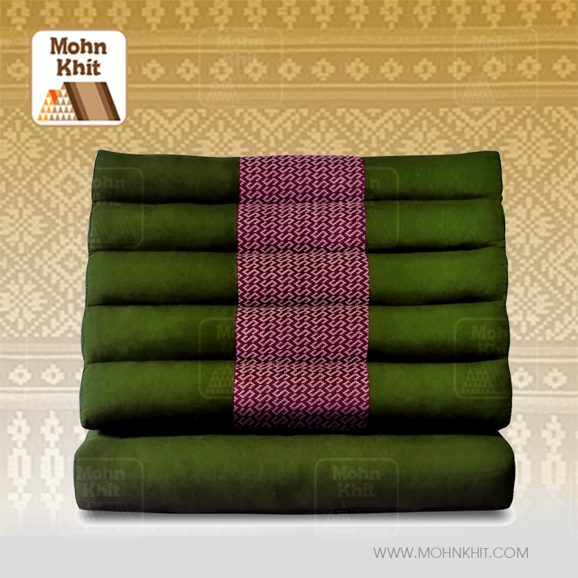 หมอนสามเหลื่ยม15 ช่องติดเบาะ1พับ ต่อผ้าพิเศษ 50x90x36Cm Tri-angle kapok Traditional Floor Cushions 15 holes with 1 part of mattress.